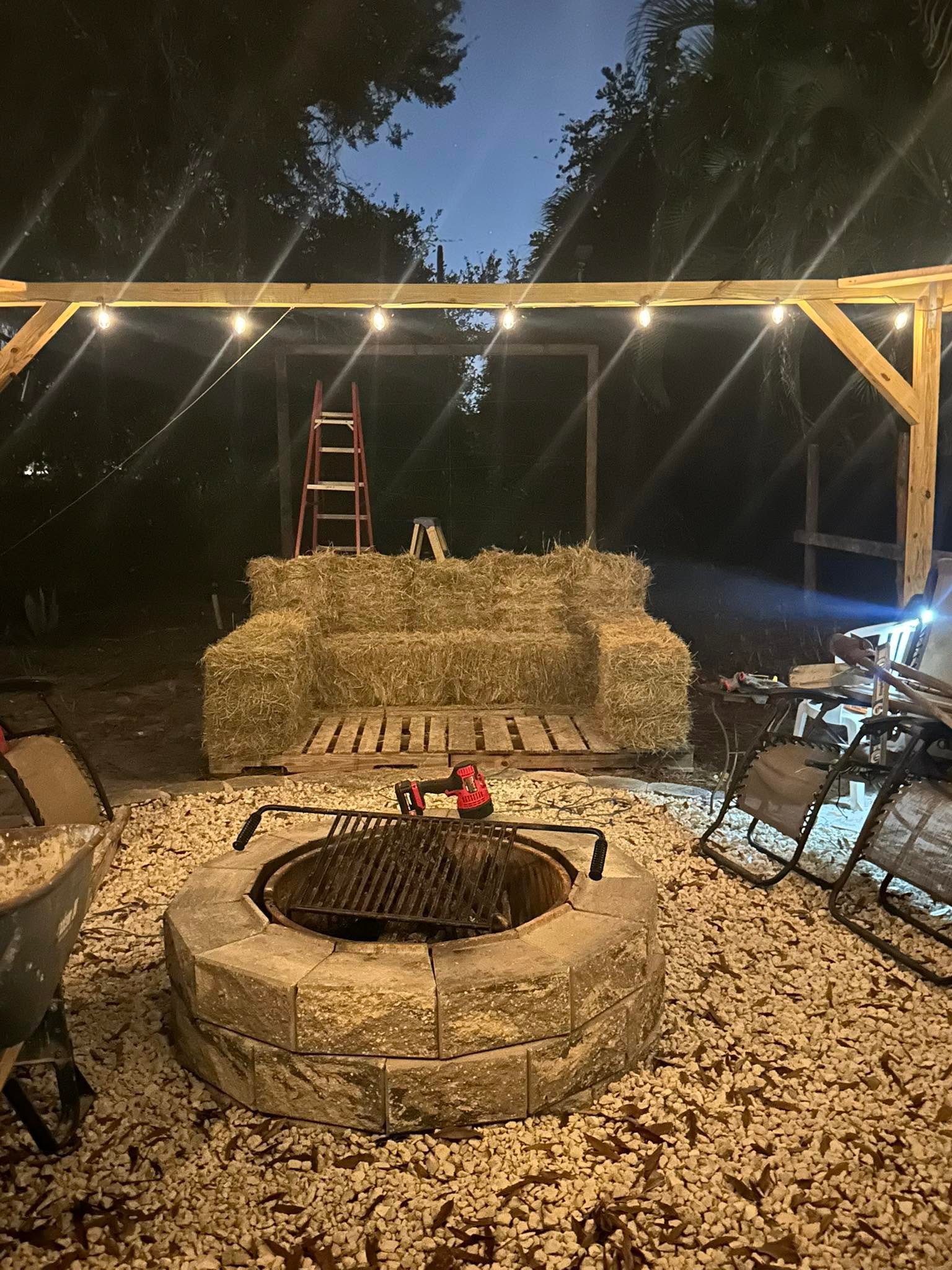 Fire pit and pavers